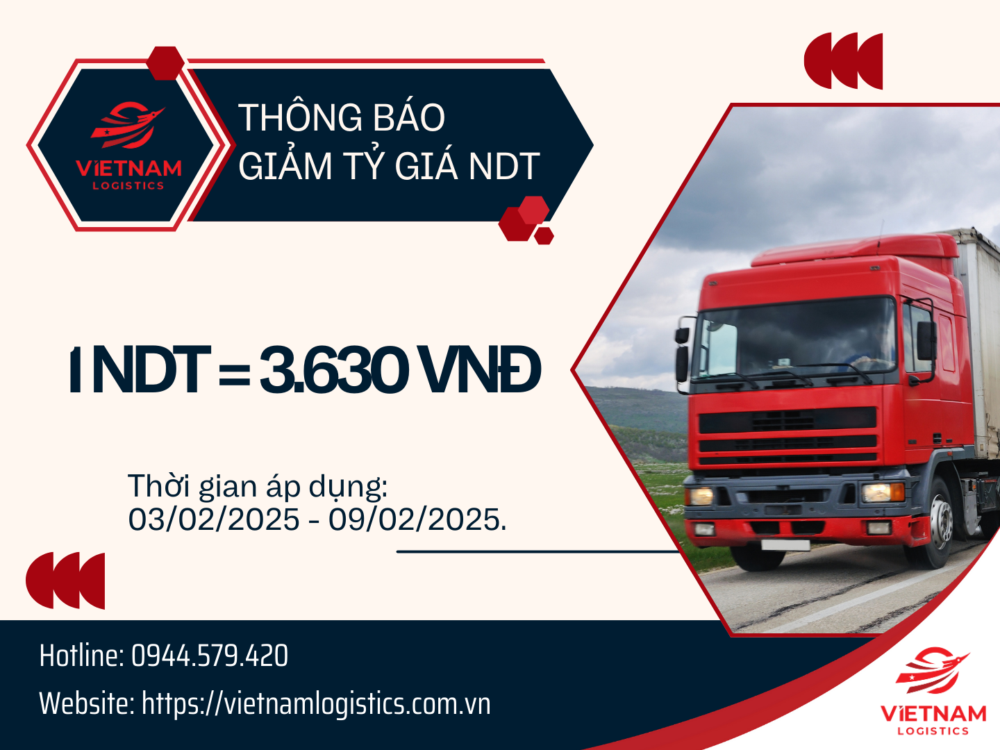 Giảm Tỷ Giá NDT Ưu Đãi Khai Xuân 2025 Cho Khách Hàng Vietnam Logistics